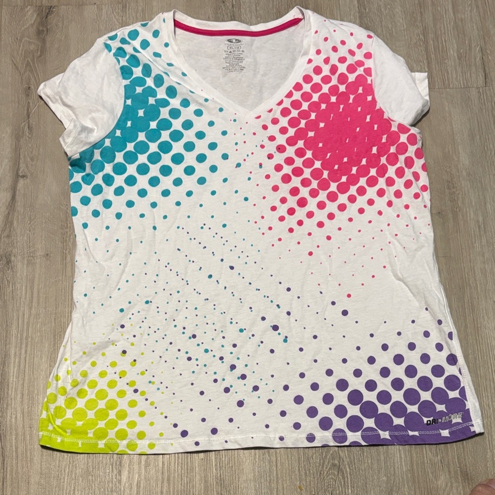 Athletic Works White Tee with Colorful Dots